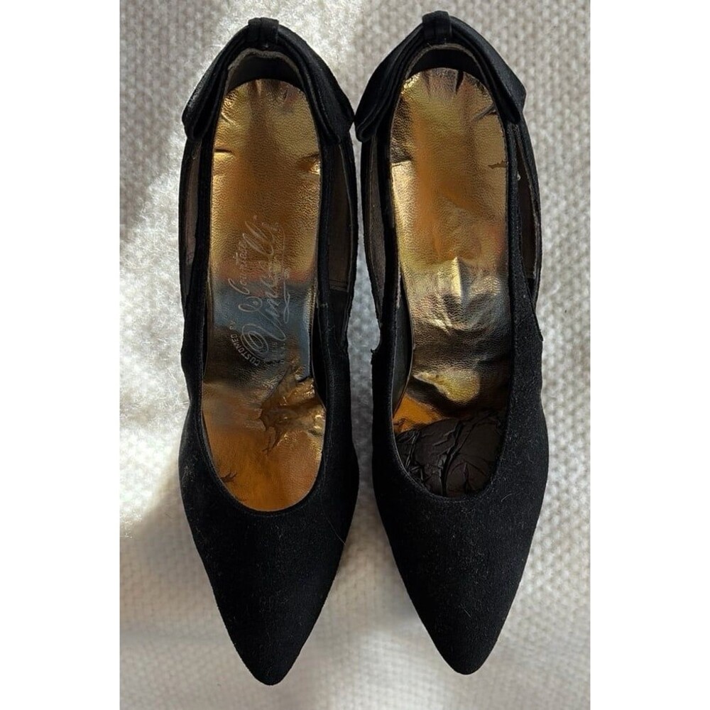 Vintage Vincelli Black Suede Pointed-Toe Pumps - Classic Formal Heels